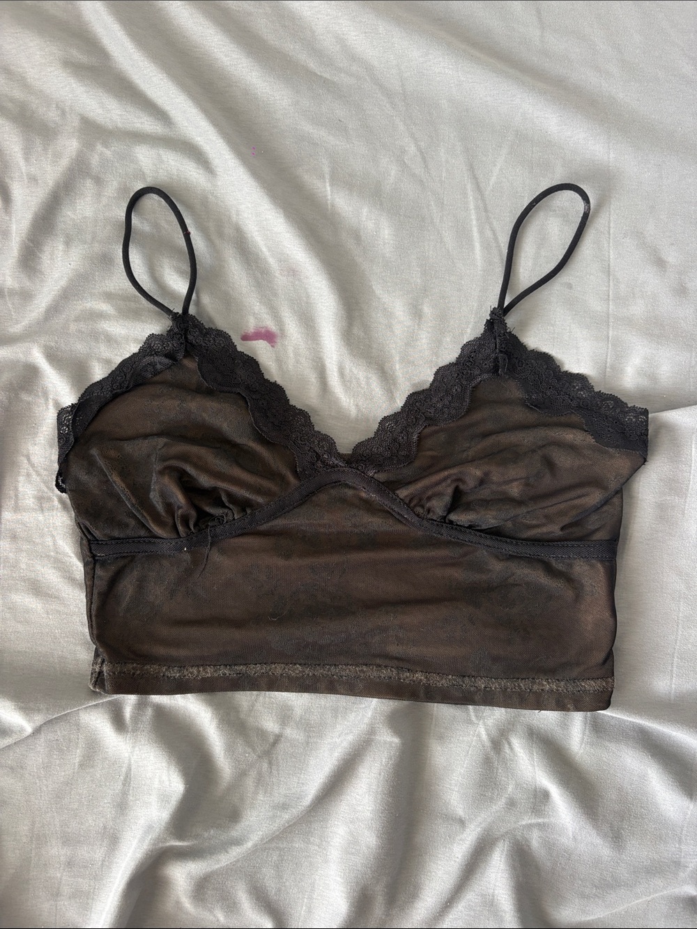 Shein Sheer Lace-Trim Bralette in Black
